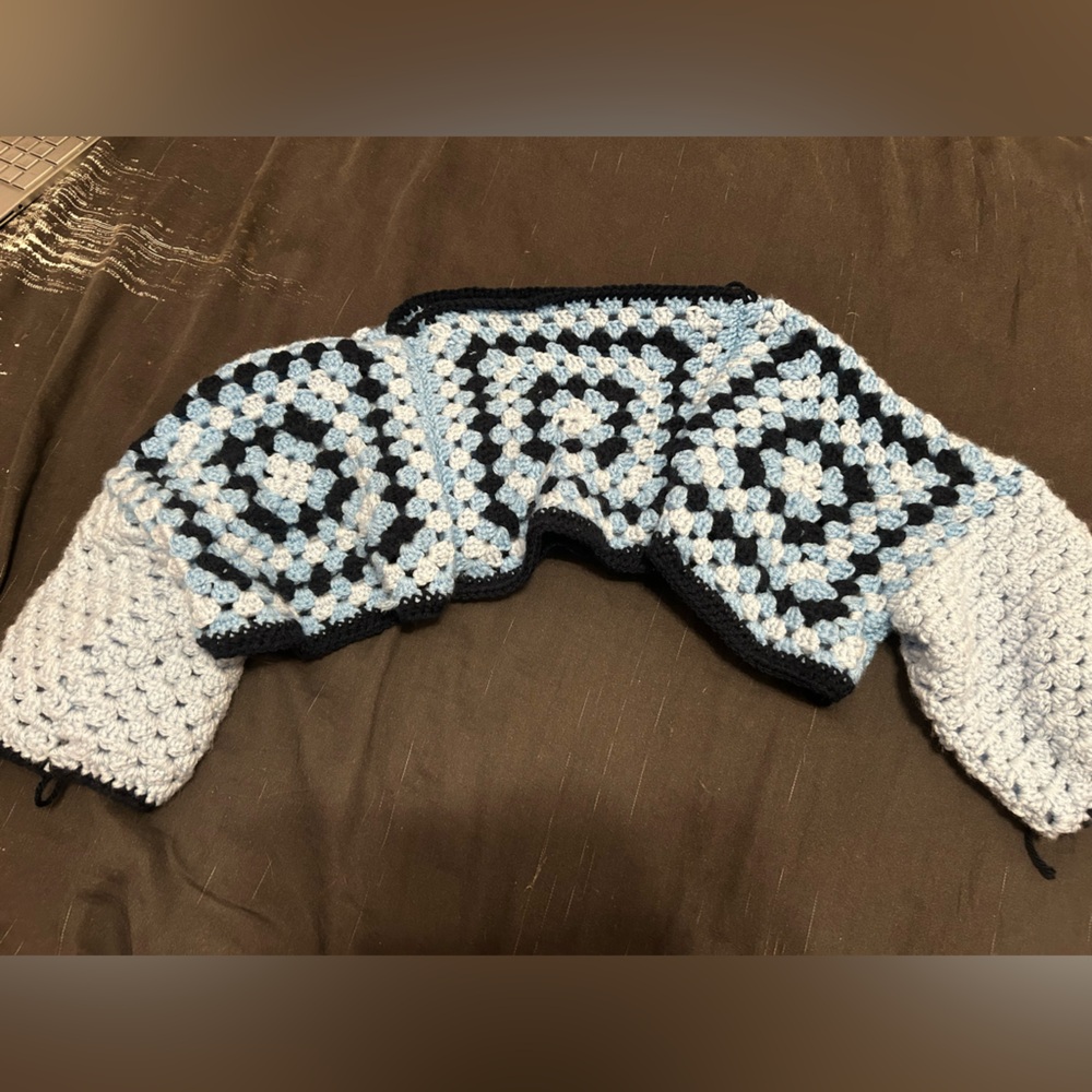 Crochet Granny Square Bolero in Blues